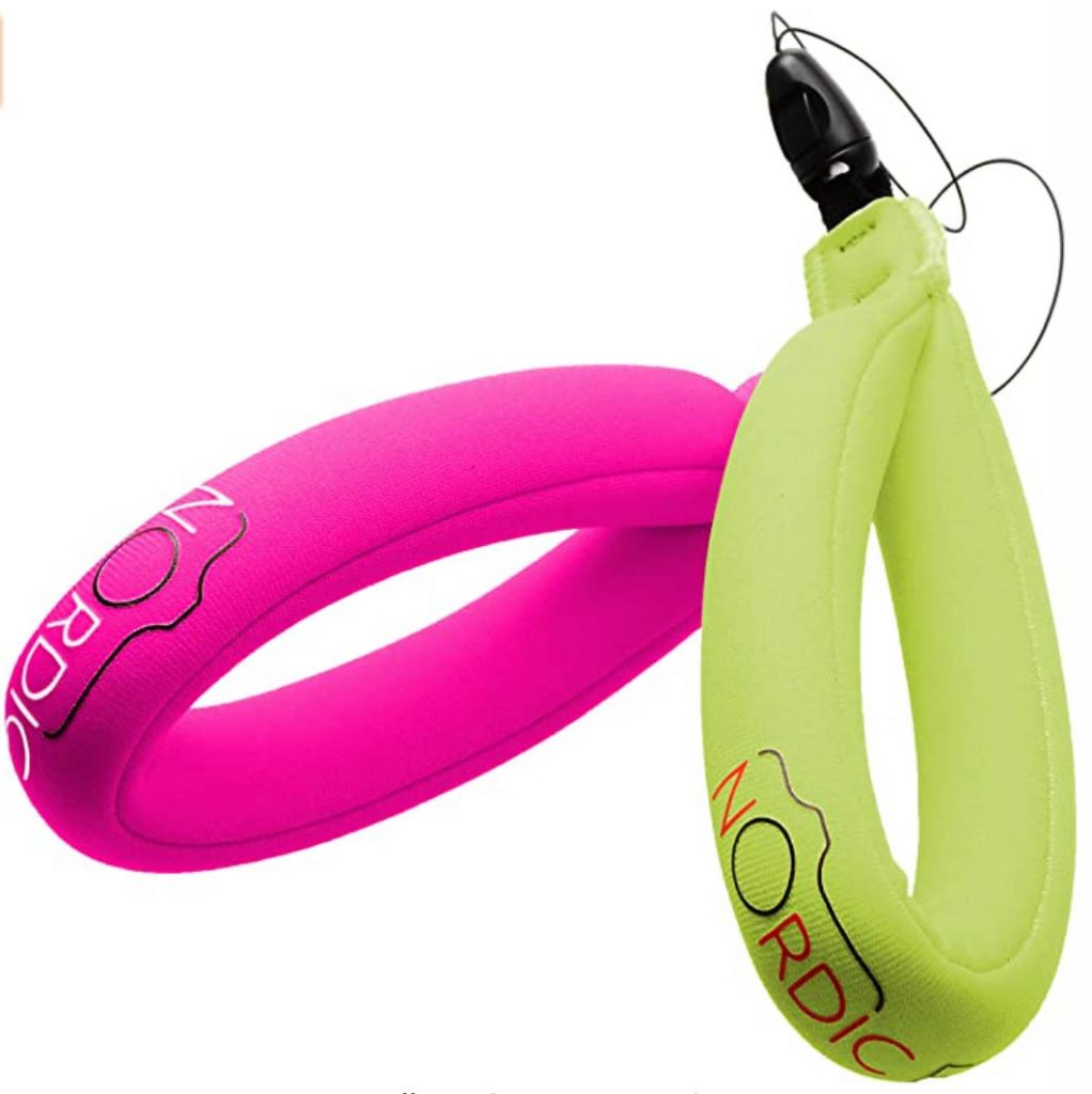 neon bright nordic flash floating straps are great scuba accessories to buy as gifts