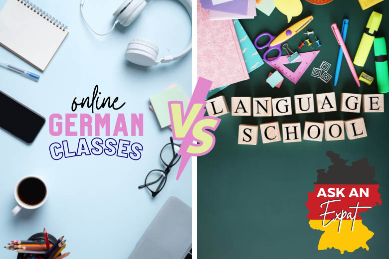 a side by side comparison of online german classes vs german language school written by expats living in germany