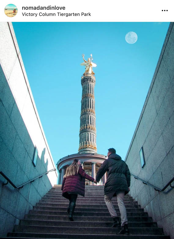 secret photography location up the stairs with a view of the victory column in berlin