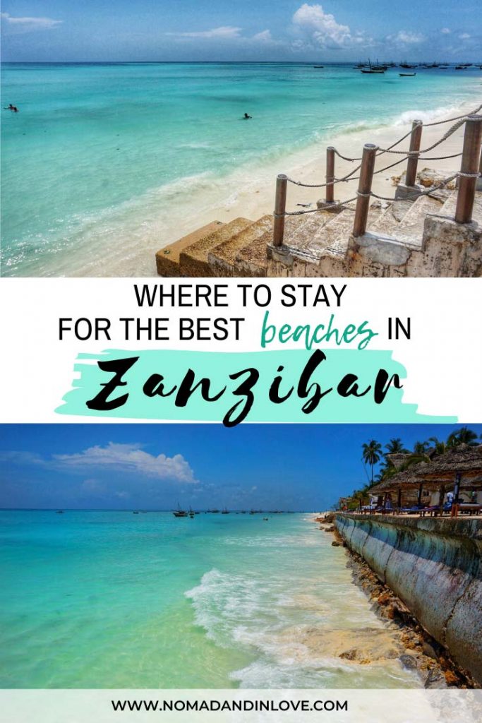 pinnable image for guide on where to stay in zanzibar for best beaches