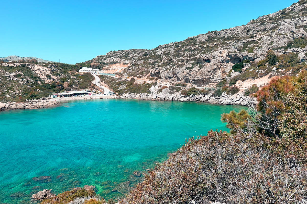 a view of ladiko beach near anthony quinn bay