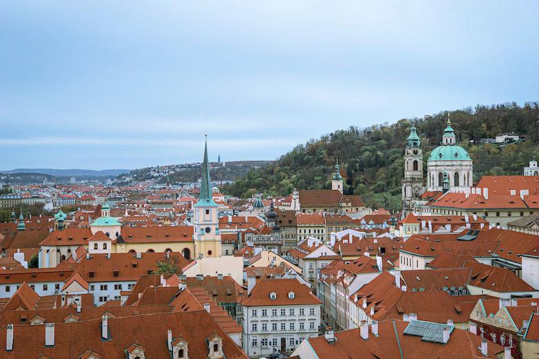 overlooking the more affordable accommodation area of mala strana