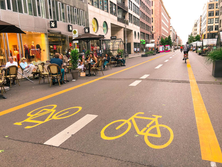 dedicated bicycle lanes is one of the pros of living in berlin