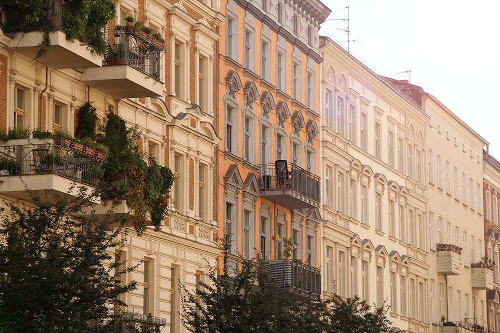 blocks of old style european residential buildings and apartments in germany