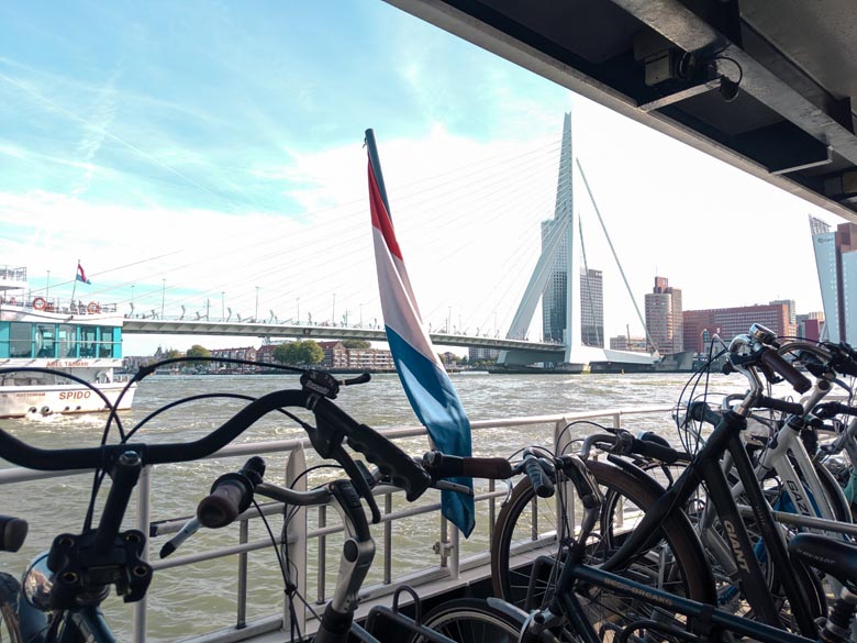 take your bike on the waterbus from rotterdam to kinderdijk windmills