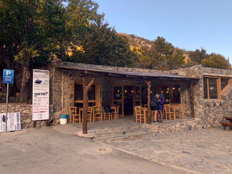 a small coffee shop in xyloskalo at the trailhead of the samaria gorge hiking trail in crete