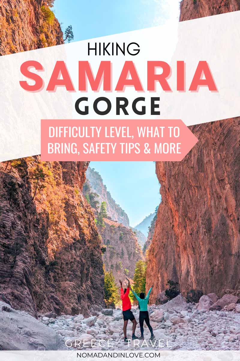 a travel guide on tips for trekking samaria gorge hike in crete greece