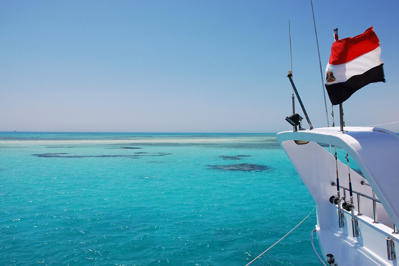 a liveaboard boat sailing along the Red Sea in Egypt