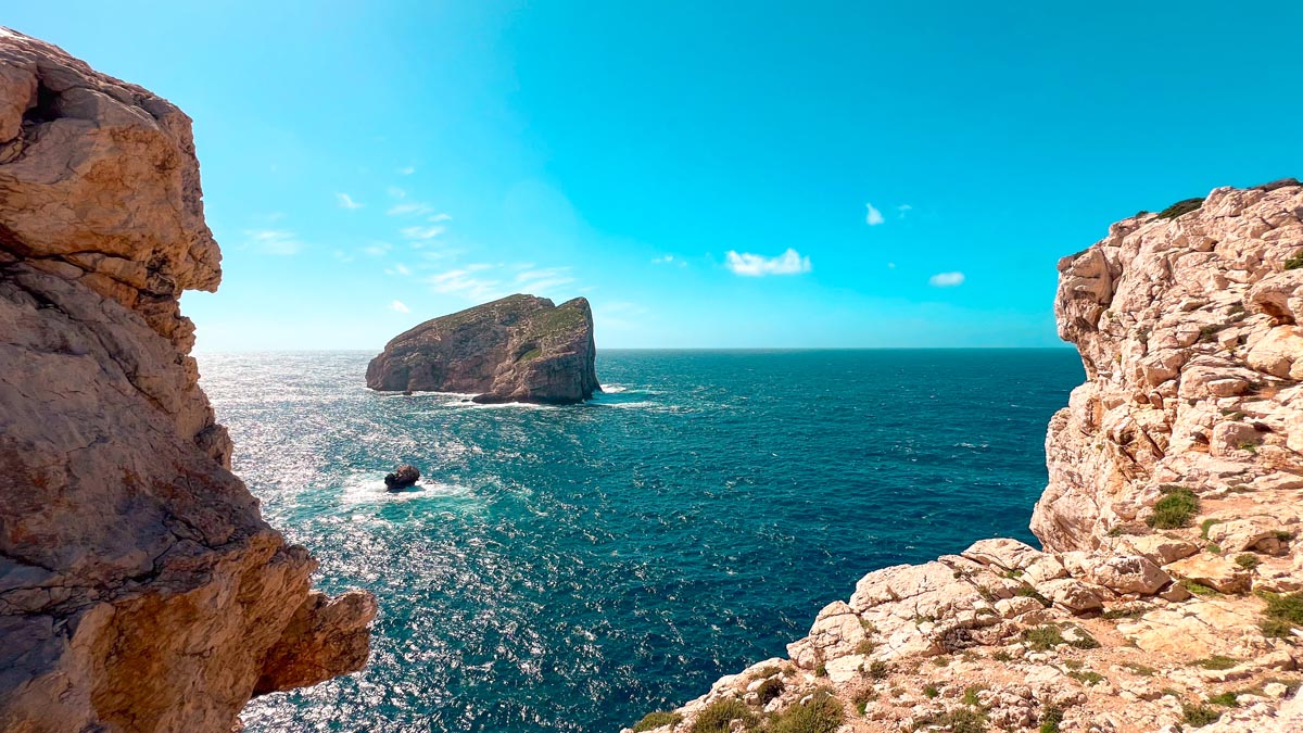 belvedere foradada viewpoint in capo caccia north west sardinia on a clear day