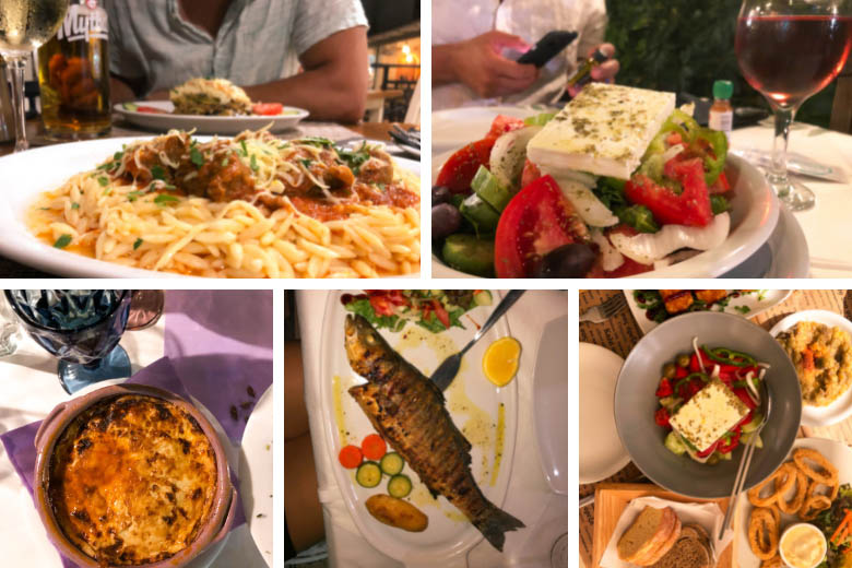 a collage of traditional cretan foods you must eat on the greek island