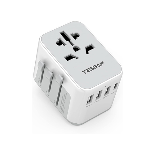 an international plug adapter for powering devices while traveling abroad