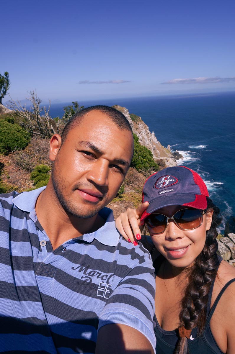 a couple taking a selfie whilst hiking in and around cape town