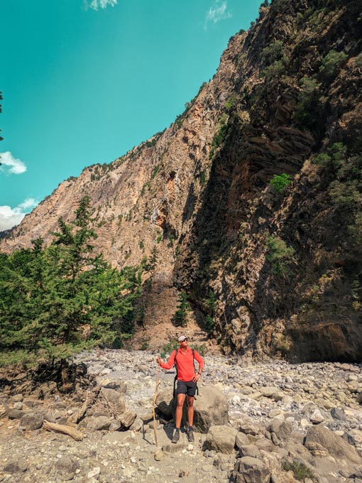 a man with his hiking gear in crete