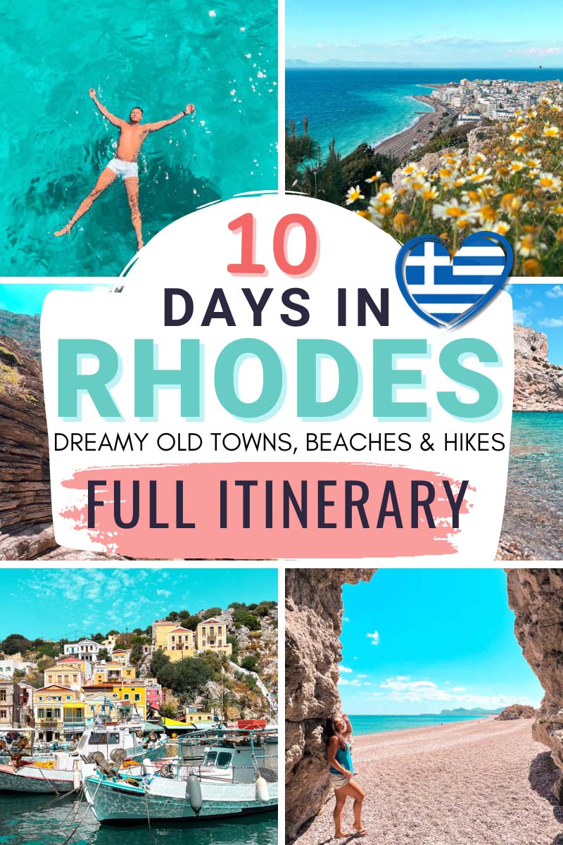 a travel guide for a 10 day rhodes greece itinerary to see dreamy old towns, beaches and hikes