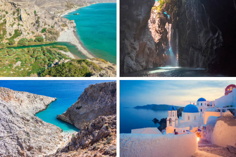 a collage of what to see and do in crete in 4 days
