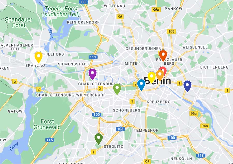 map for where to find christmas markets in berlin