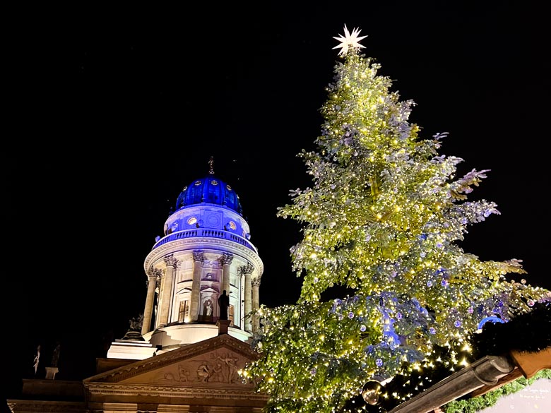 a christmas tree at gendarmenmarkt one of the most famous christmas markets in berlin