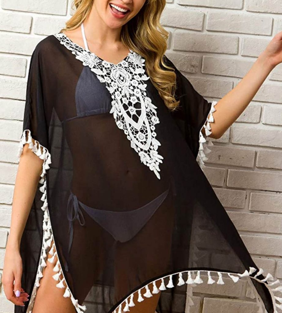 black and white swimwear cover-ups are great scuba diving gifts for her