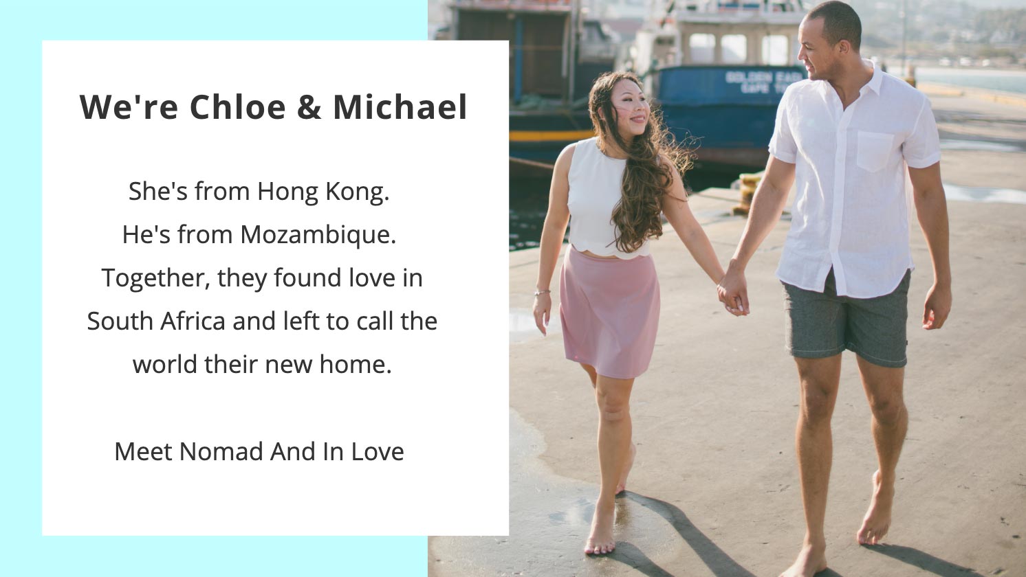 introduction of chloe and michael from nomadandinlove adventure travel blog